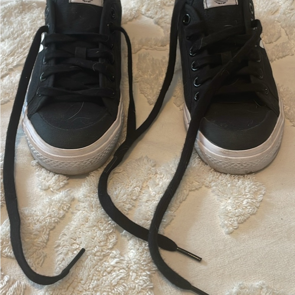 Adidas Black Canvas Sneakers with White Logo